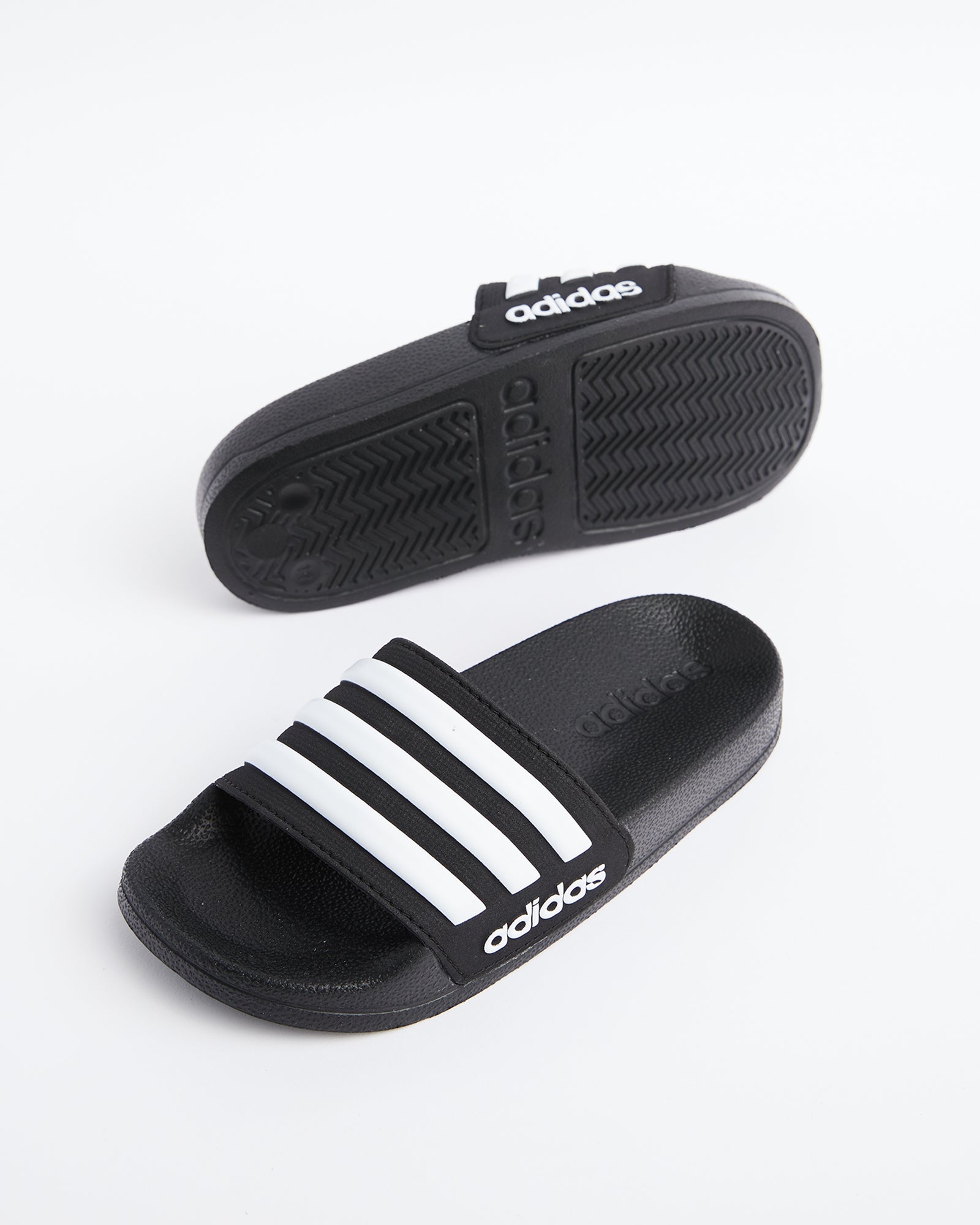 Shop Adilette Shower Slides Black White Boys Shoes Shoes Sox