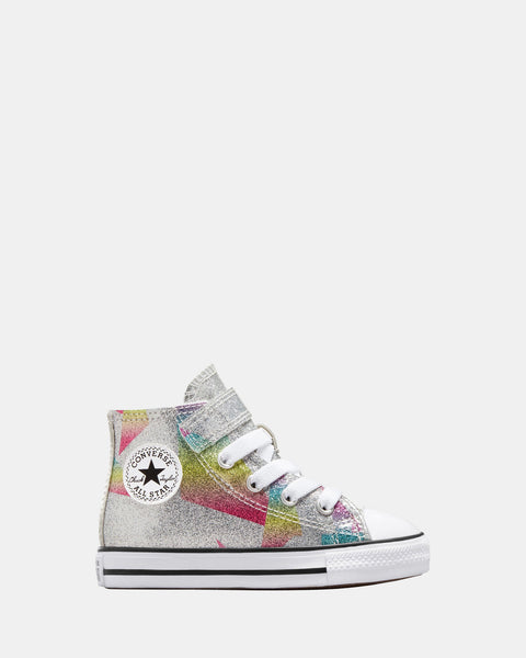 Kids silver hot sale glitter converse