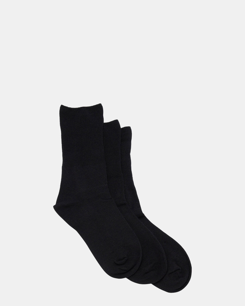 School Turnover 3 Pack Black Shoes & Sox