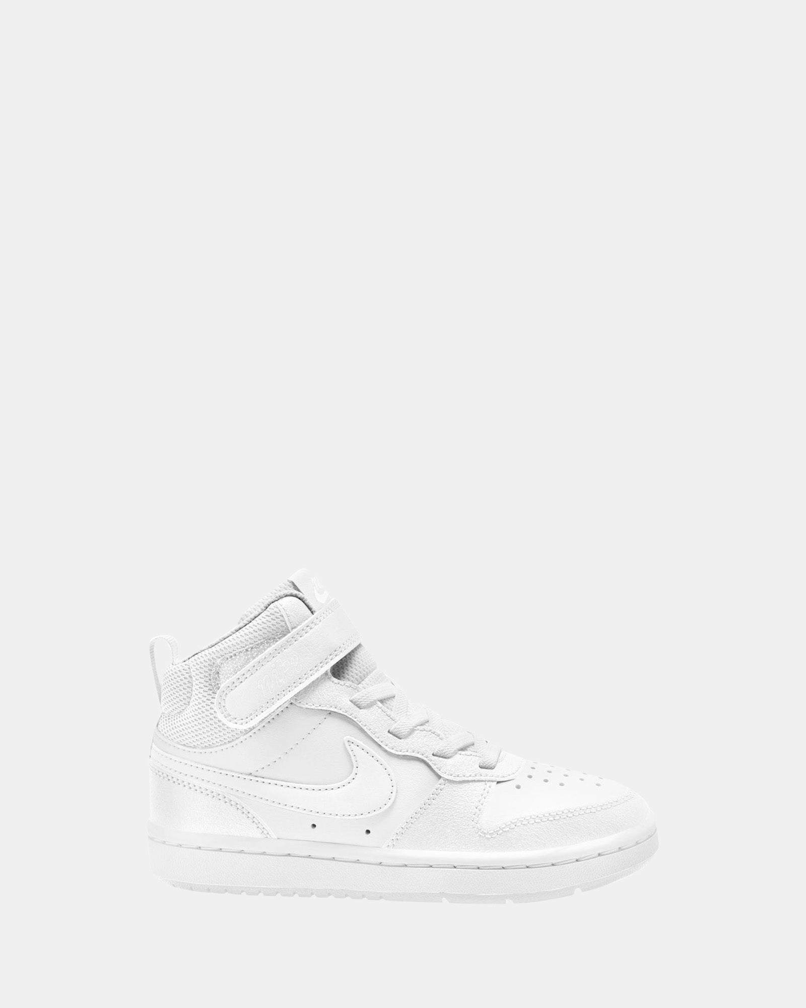 Buy Nike Court Borough Mid Pre-School White/White Shoes Sox
