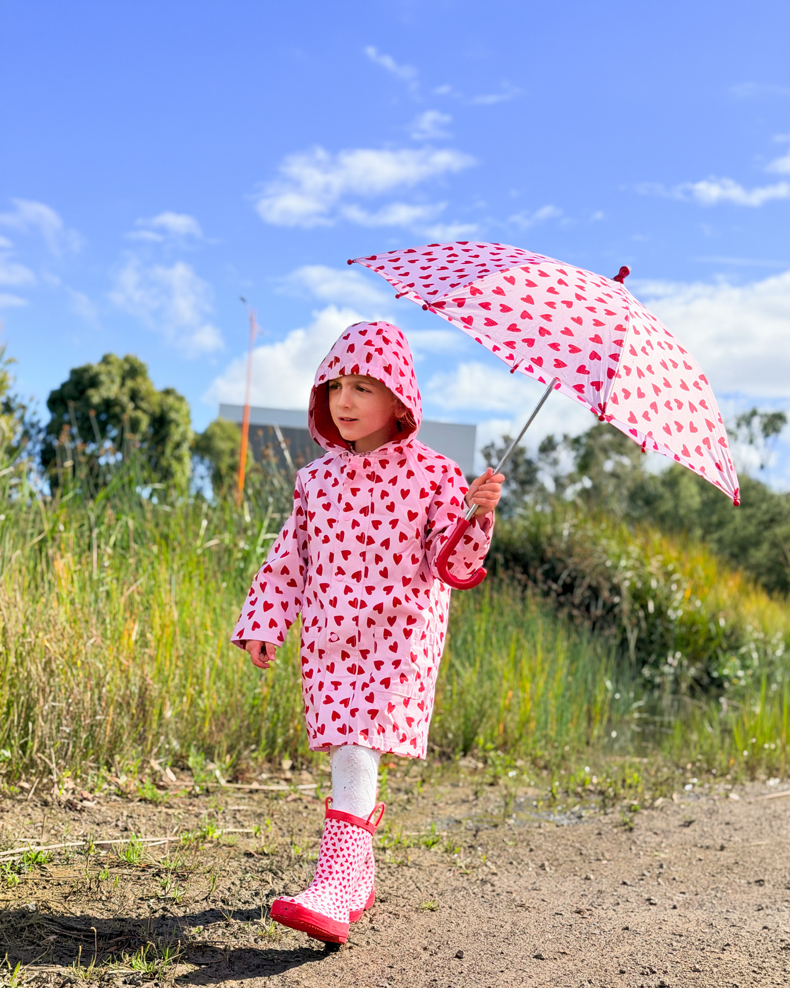 Raincoat G Love Hearts Pink/Red