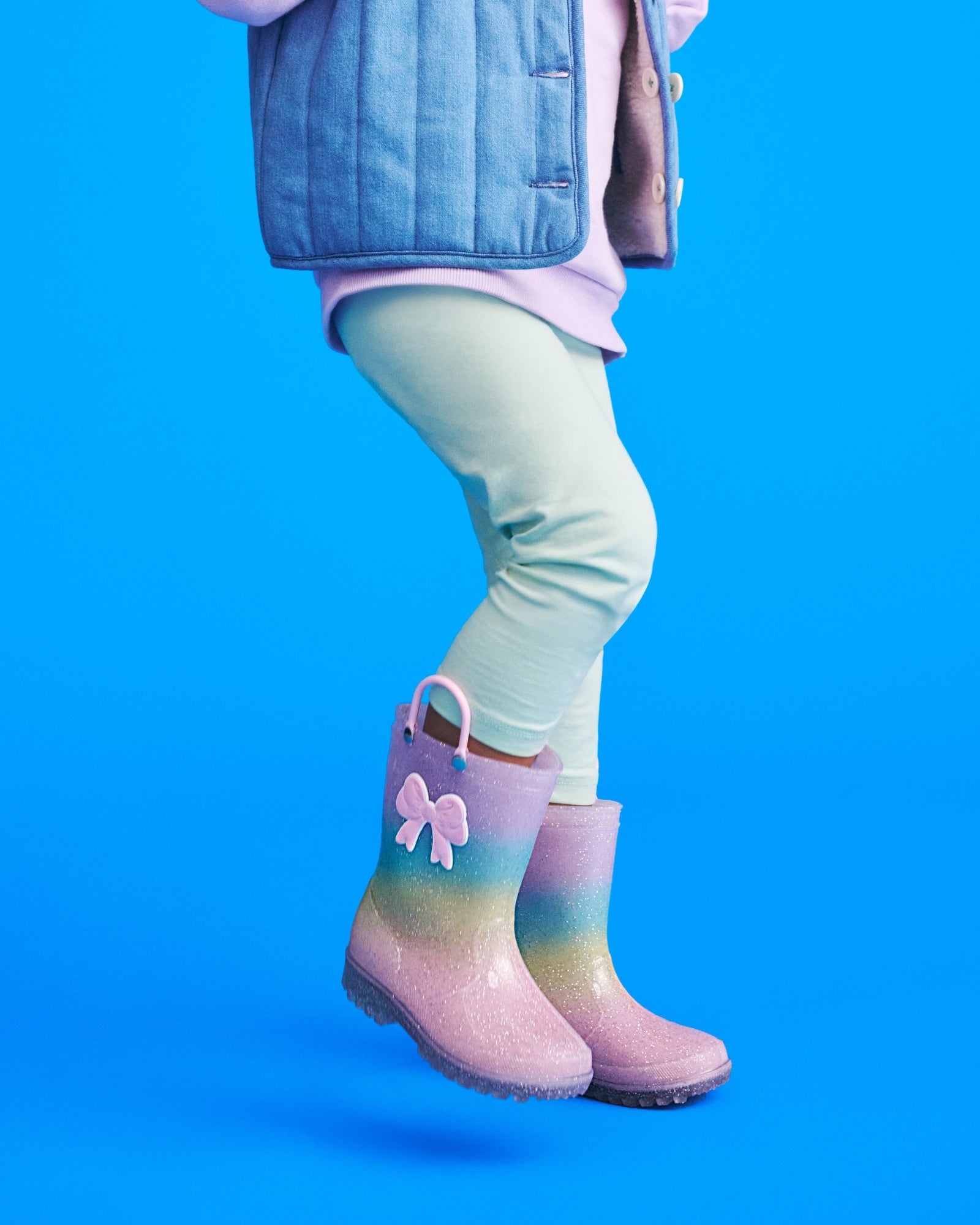 Calli Bow Gumboot G Pink Rainbow