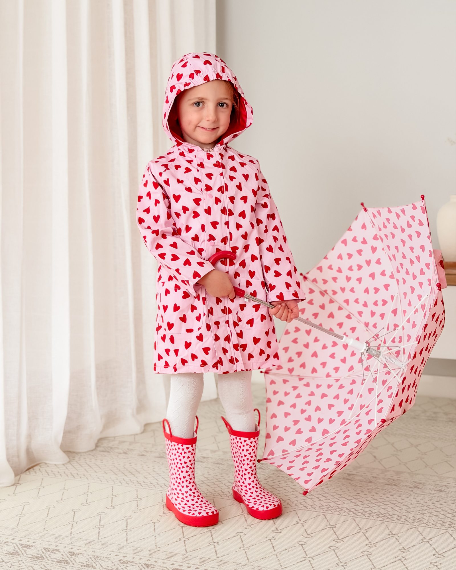 Raincoat G Love Hearts Pink/Red